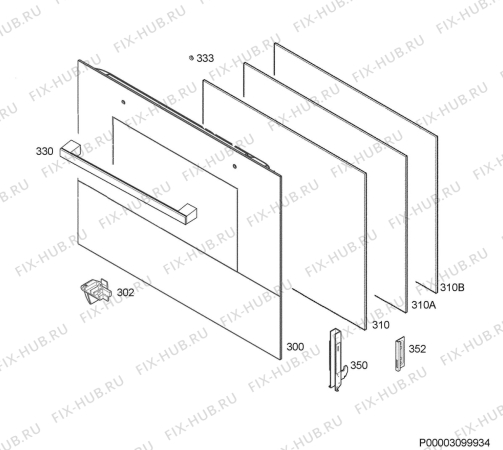 Взрыв-схема плиты (духовки) Zanussi ZOP27902XU - Схема узла Door